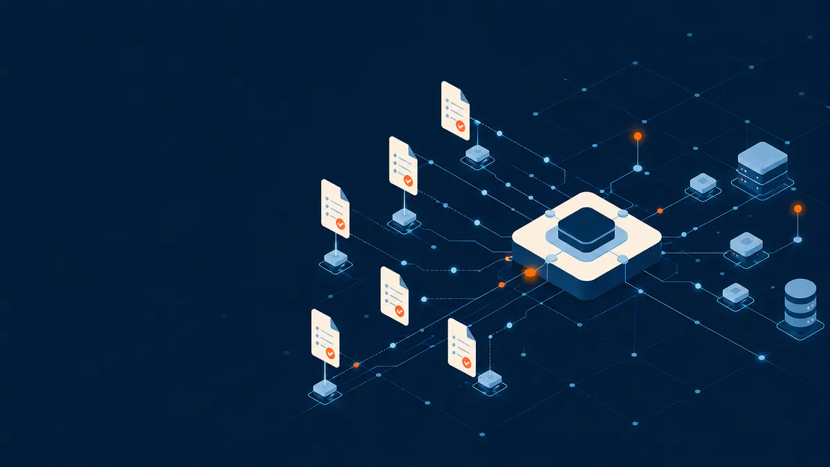 RETGAS data integration illustration: standardized field reports flowing into the distributor's system